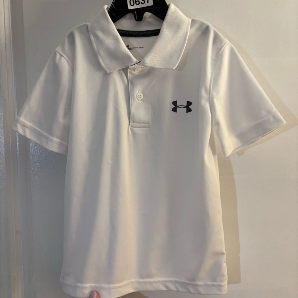 Under Armour Kids White Polo Shirt Sz 7 NWT